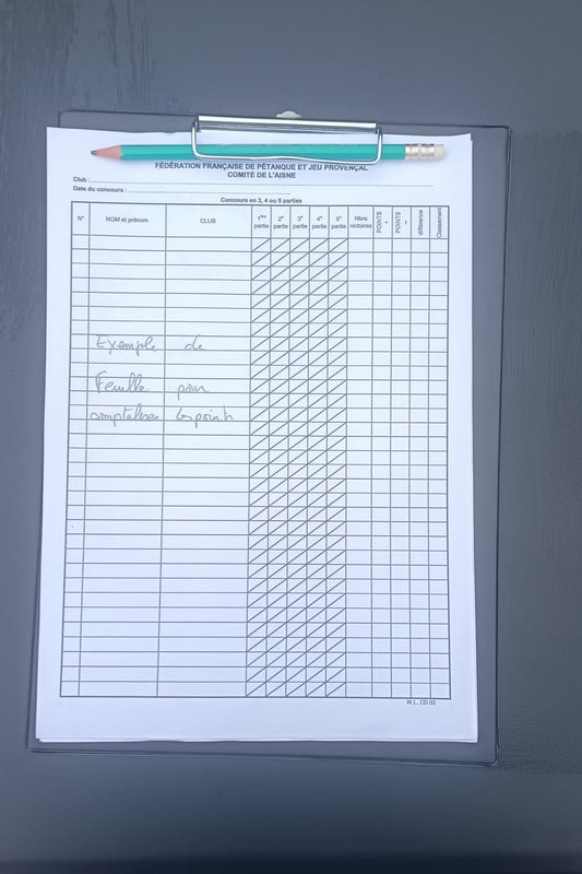 Porte-document avec feuille de score